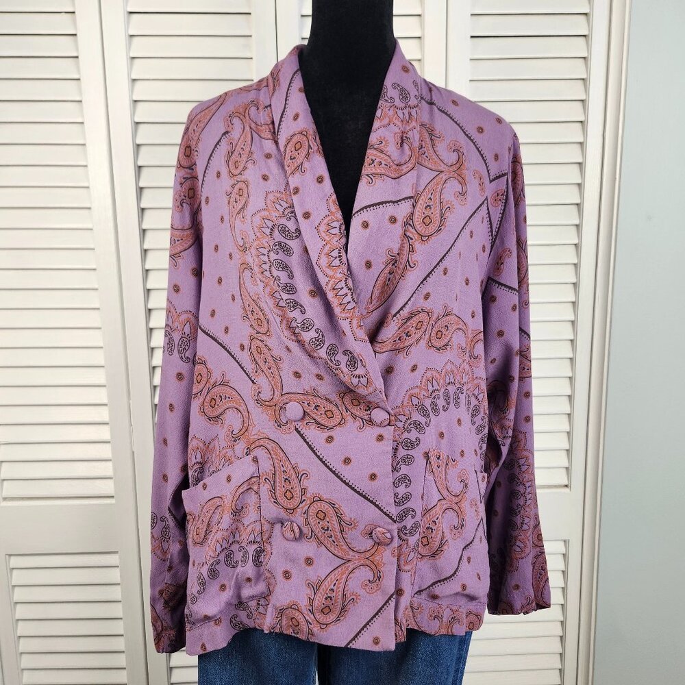 Zara Lavender Paisley Jacket XS Oversized (S/M) Lightweight Spring Layering